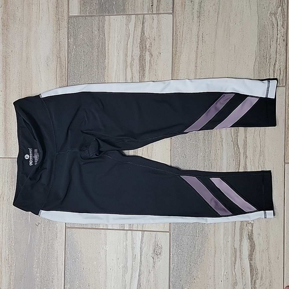 Women's 90 Degree by Reflex Leggings Size Small (Black/Purple/White)
